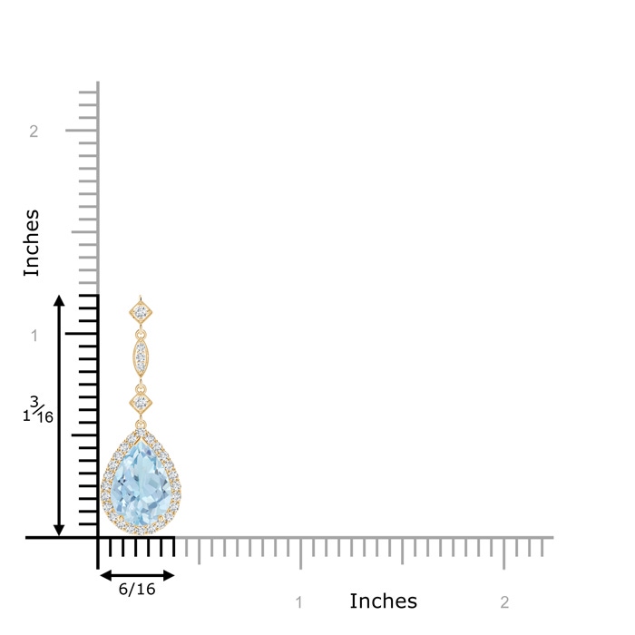 10x7mm AA Aquamarine Teardrop Pendant with Diamond Accents in Yellow Gold product image