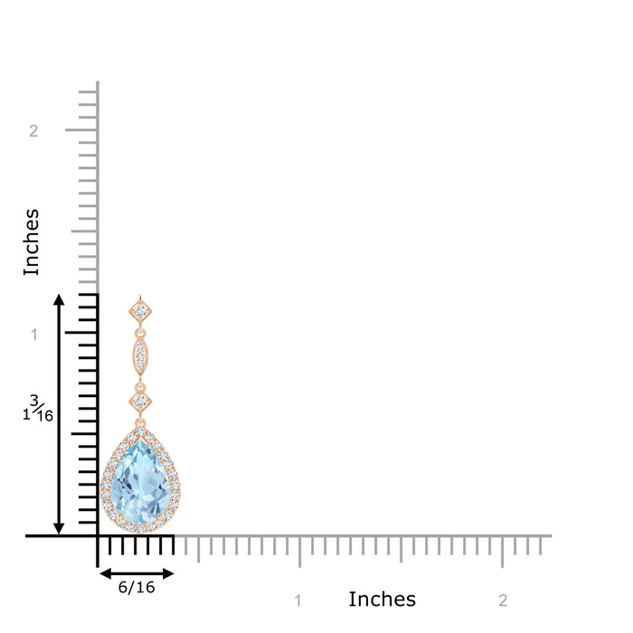 10x7mm AAA Aquamarine Teardrop Pendant with Diamond Accents in Rose Gold product image