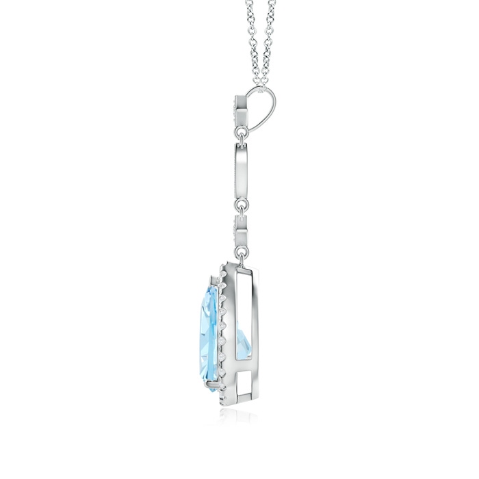 10x7mm AAA Aquamarine Teardrop Pendant with Diamond Accents in White Gold product image