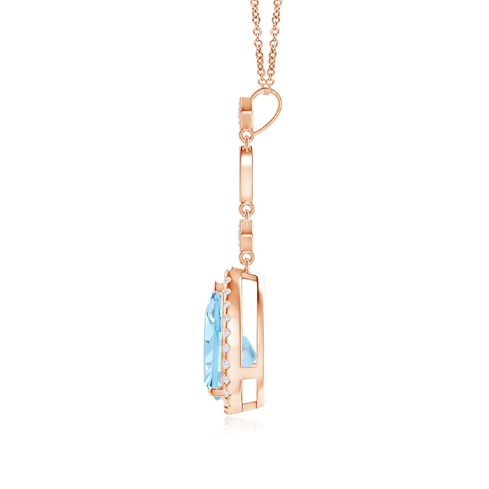 10x7mm AAAA Aquamarine Teardrop Pendant with Diamond Accents in Rose Gold product image
