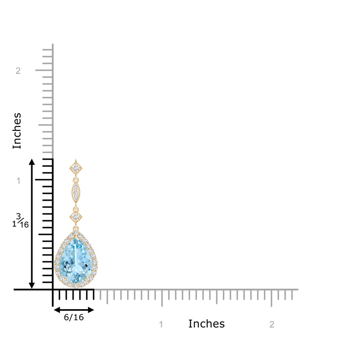 10x7mm AAAA Aquamarine Teardrop Pendant with Diamond Accents in Yellow Gold product image