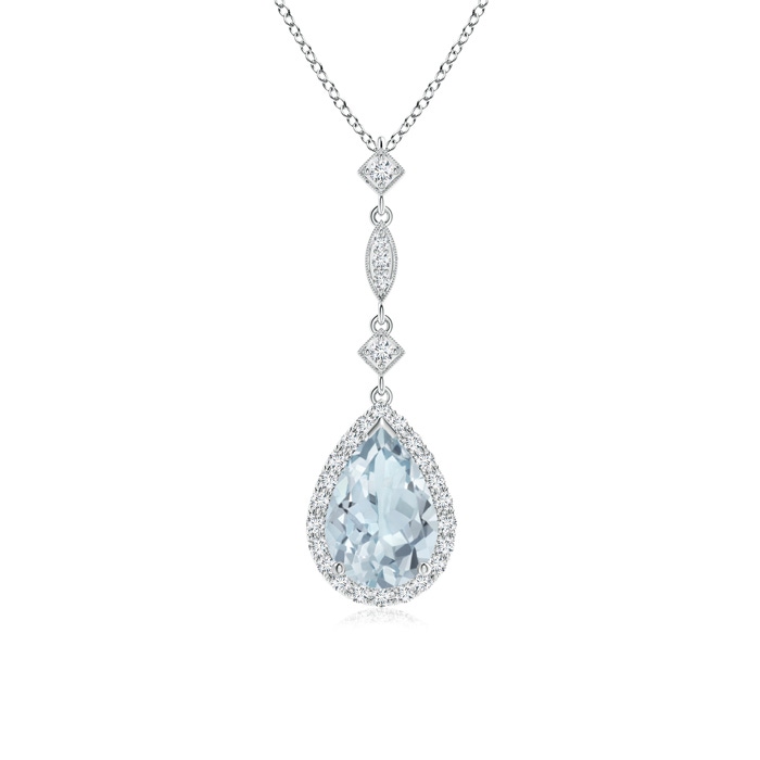 9x6mm A Aquamarine Teardrop Pendant with Diamond Accents in White Gold 