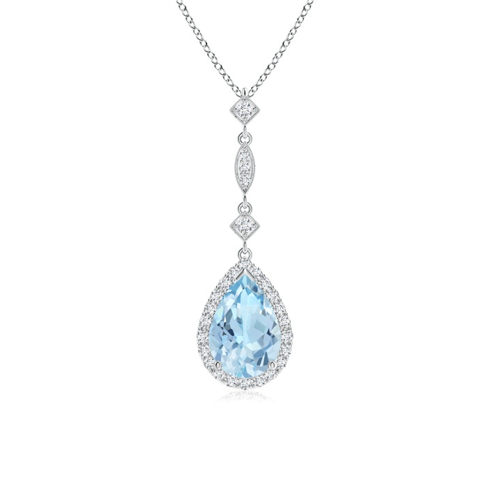 9x6mm AAA Aquamarine Teardrop Pendant with Diamond Accents in White Gold