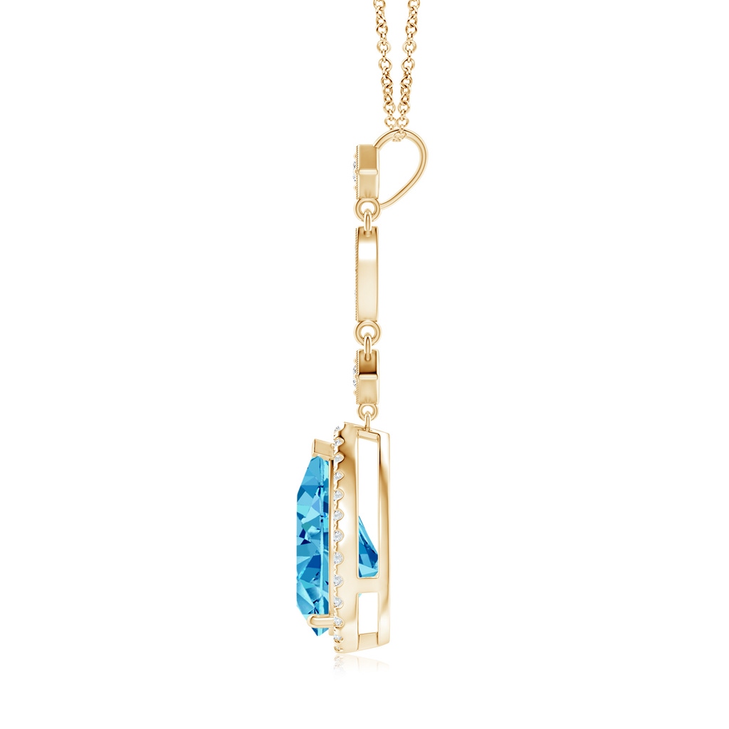12x8mm AAAA Fancy Intense Blue Diamond Teardrop Pendant in Yellow Gold - side 199