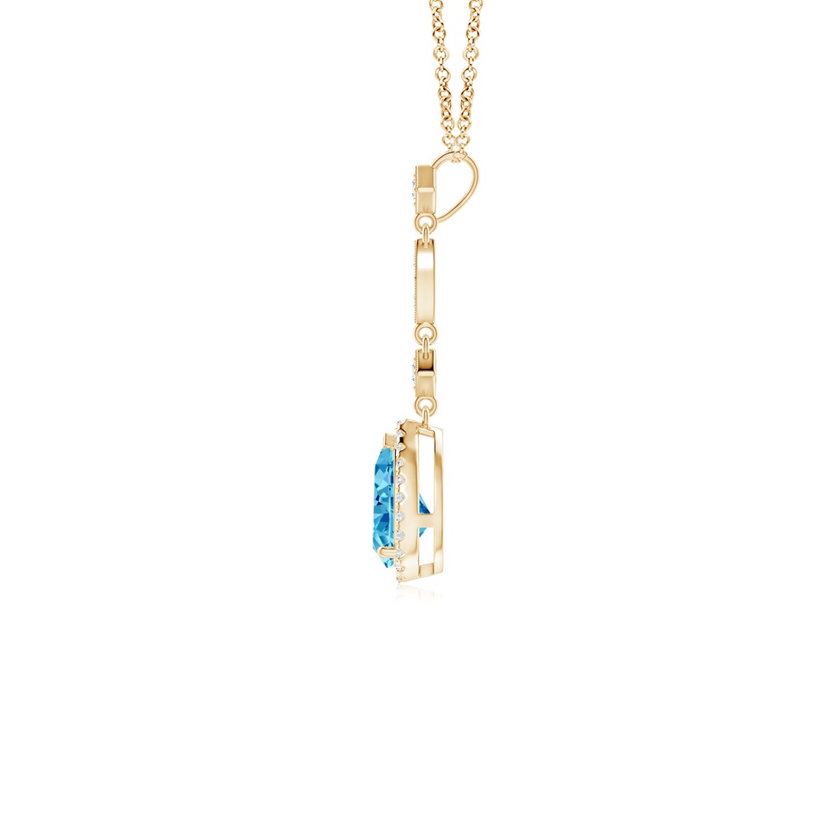 7x5mm AAAA Fancy Intense Blue Diamond Teardrop Pendant in Yellow Gold side 199