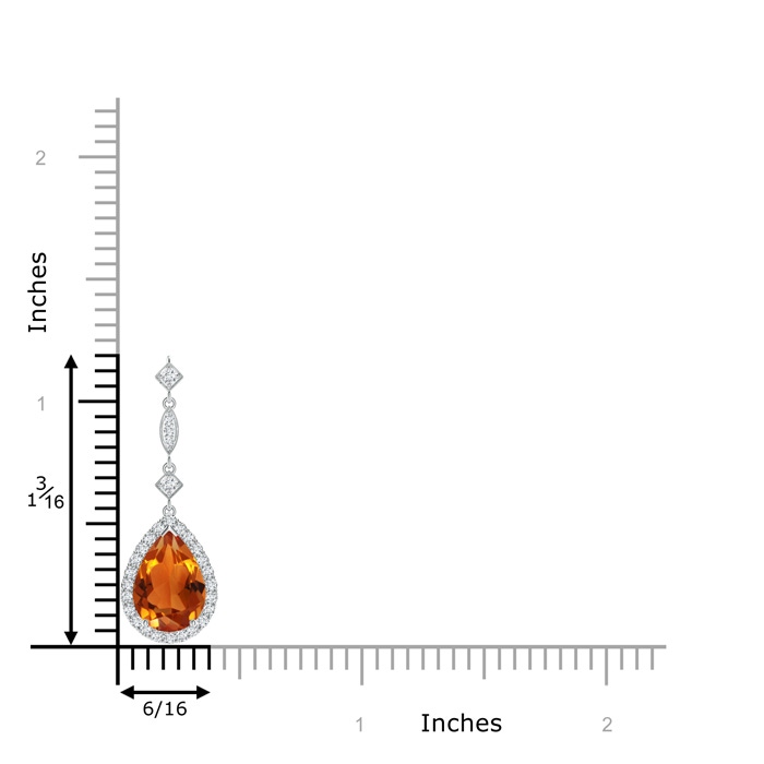 10x7mm AAAA Citrine Teardrop Pendant with Diamond Accents in P950 Platinum product image
