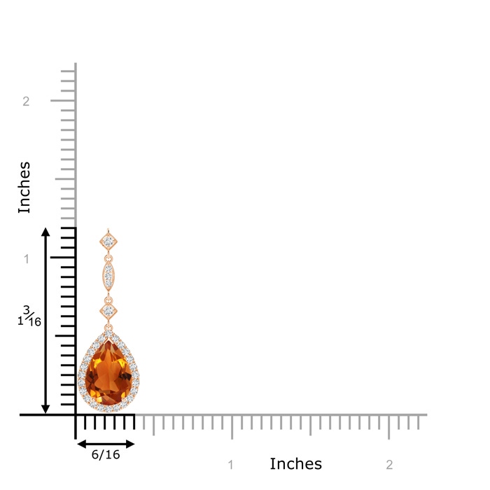 10x7mm AAAA Citrine Teardrop Pendant with Diamond Accents in Rose Gold product image