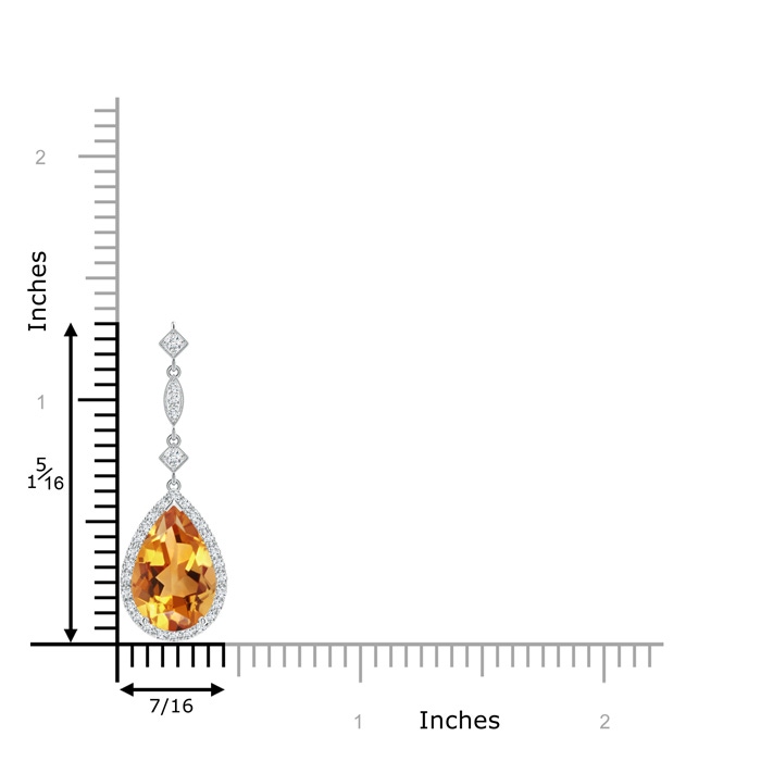 12x8mm AA Citrine Teardrop Pendant with Diamond Accents in P950 Platinum product image