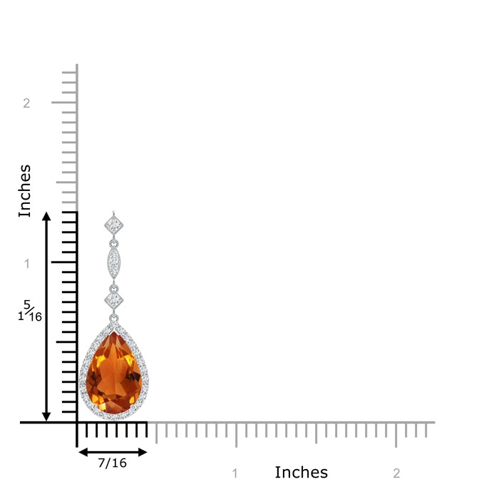 12x8mm AAAA Citrine Teardrop Pendant with Diamond Accents in P950 Platinum product image