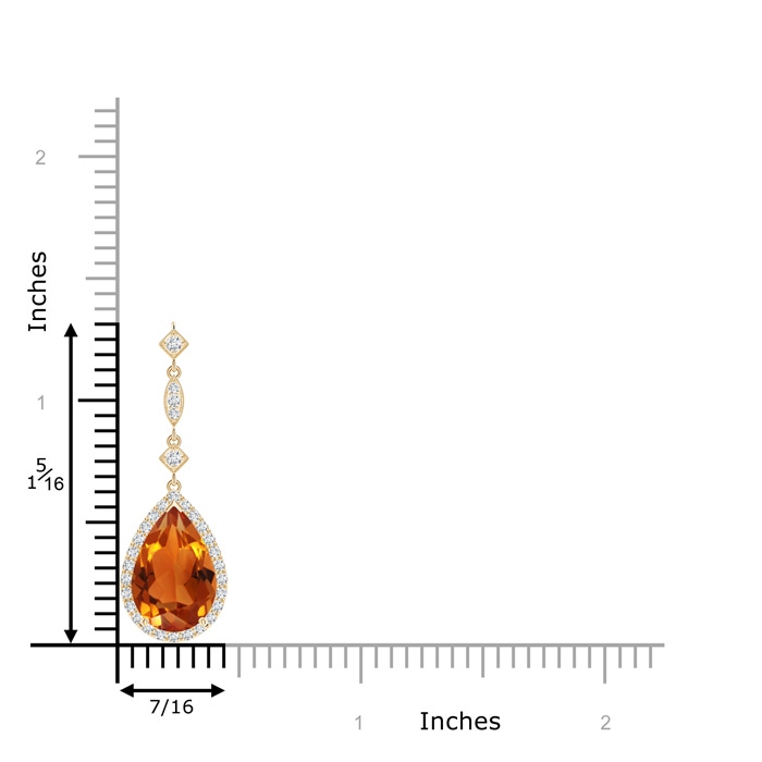 12x8mm AAAA Citrine Teardrop Pendant with Diamond Accents in Yellow Gold Product Image