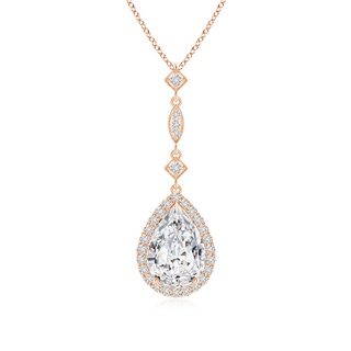10x8mm HSI2 Diamond Teardrop Pendant with Diamond Accents in Rose Gold