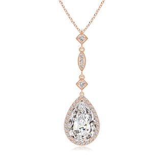 12x8mm IJI1I2 Diamond Teardrop Pendant with Diamond Accents in Rose Gold