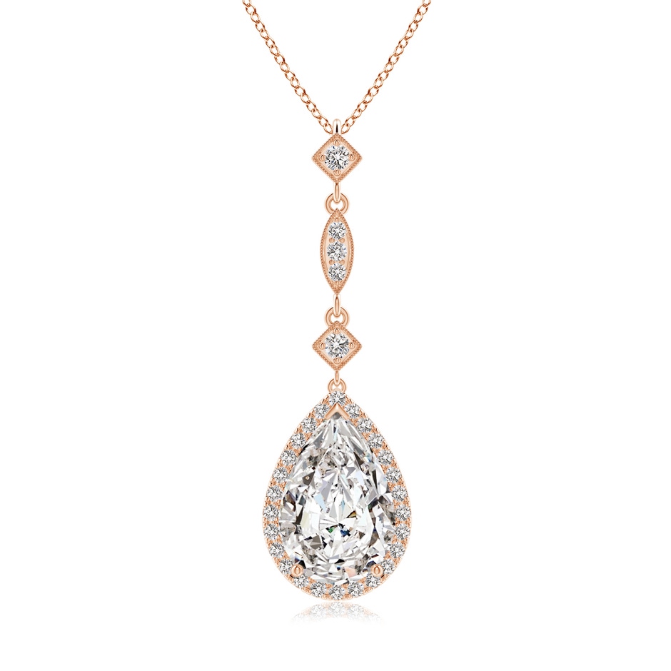 12x8mm IJI1I2 Diamond Teardrop Pendant with Diamond Accents in Rose Gold 