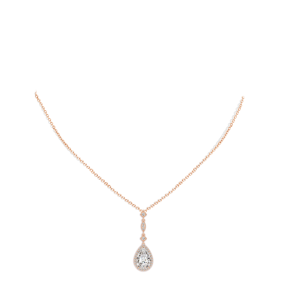 12x8mm IJI1I2 Diamond Teardrop Pendant with Diamond Accents in Rose Gold pen