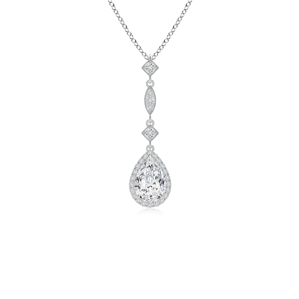 7x5mm HSI2 Diamond Teardrop Pendant with Diamond Accents in White Gold
