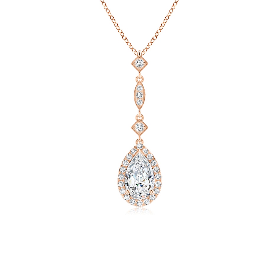 8x5mm GVS2 Diamond Teardrop Pendant with Diamond Accents in Rose Gold 