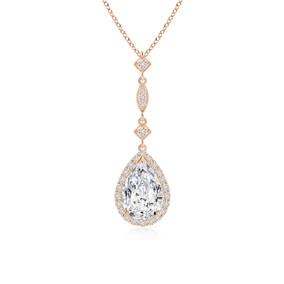 9x6mm HSI2 Diamond Teardrop Pendant with Diamond Accents in Rose Gold 