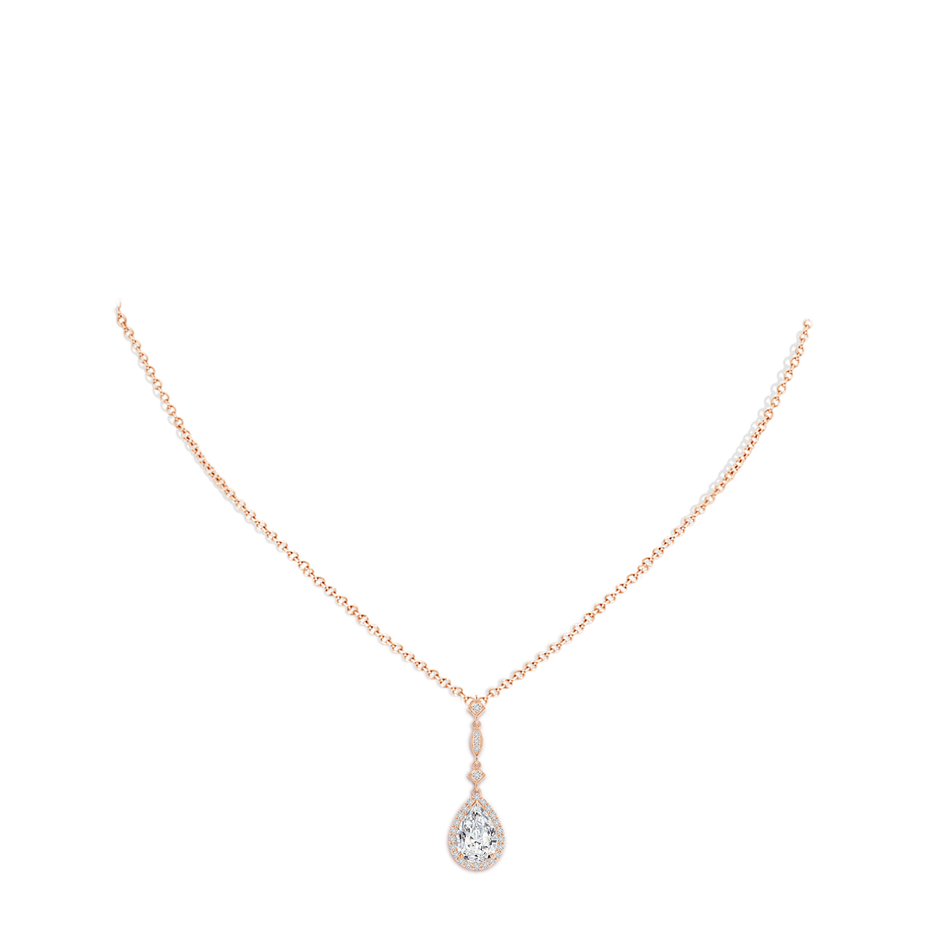 9x6mm HSI2 Diamond Teardrop Pendant with Diamond Accents in Rose Gold pen