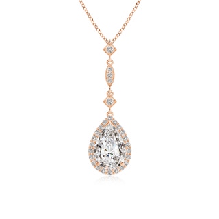 9x6mm IJI1I2 Diamond Teardrop Pendant with Diamond Accents in 10K Rose Gold