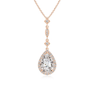 9x6mm IJI1I2 Diamond Teardrop Pendant with Diamond Accents in 9K Rose Gold
