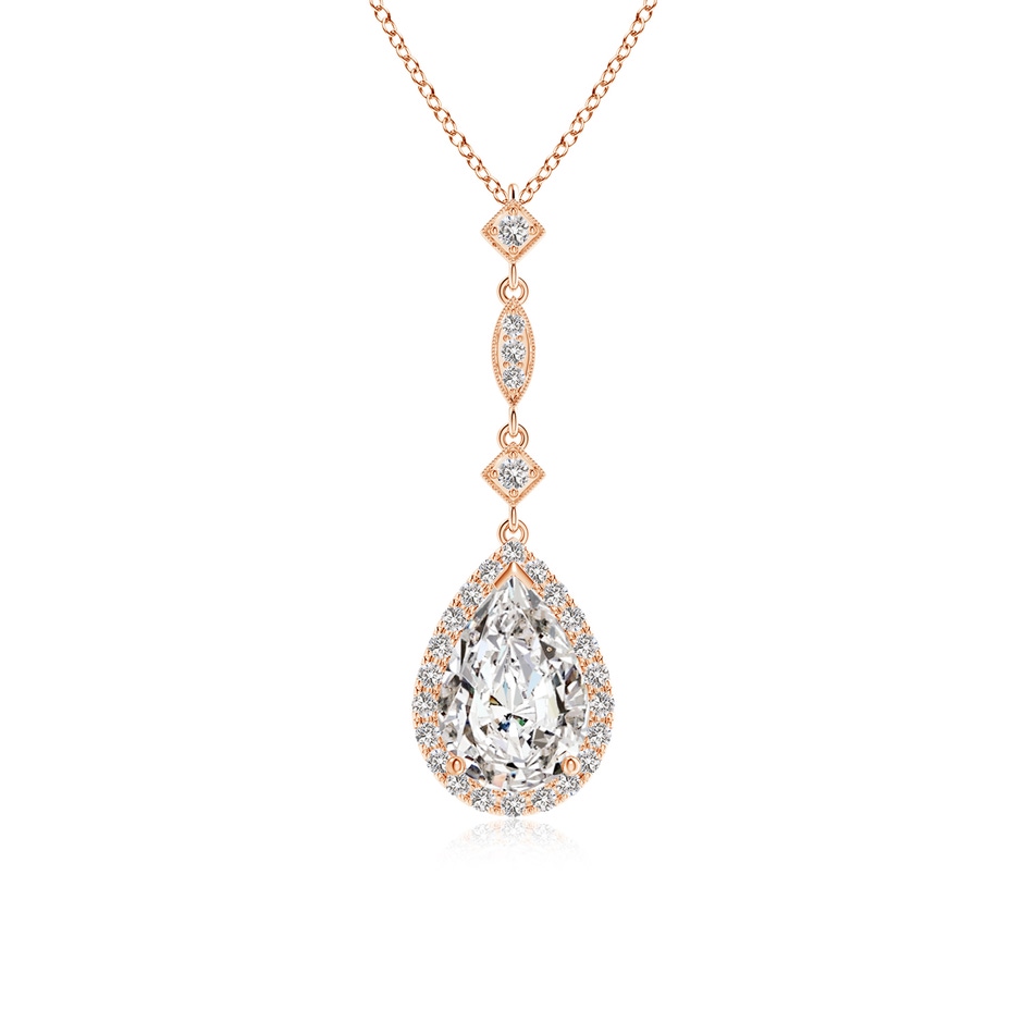 9x6mm IJI1I2 Diamond Teardrop Pendant with Diamond Accents in Rose Gold 