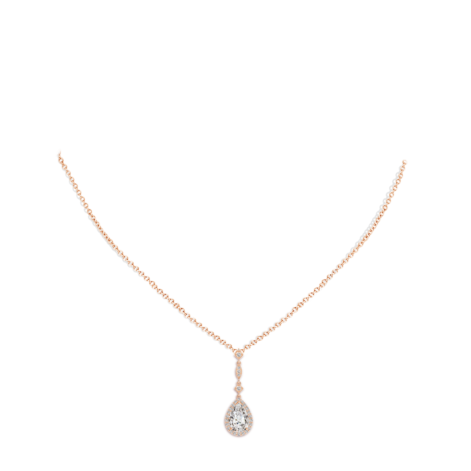 9x6mm IJI1I2 Diamond Teardrop Pendant with Diamond Accents in Rose Gold pen