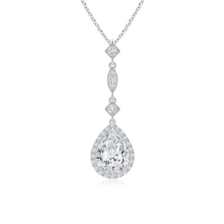 9x7mm GVS2 Diamond Teardrop Pendant with Diamond Accents in P950 Platinum