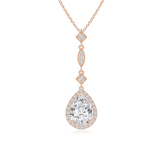 9x7mm HSI2 Diamond Teardrop Pendant with Diamond Accents in 10K Rose Gold