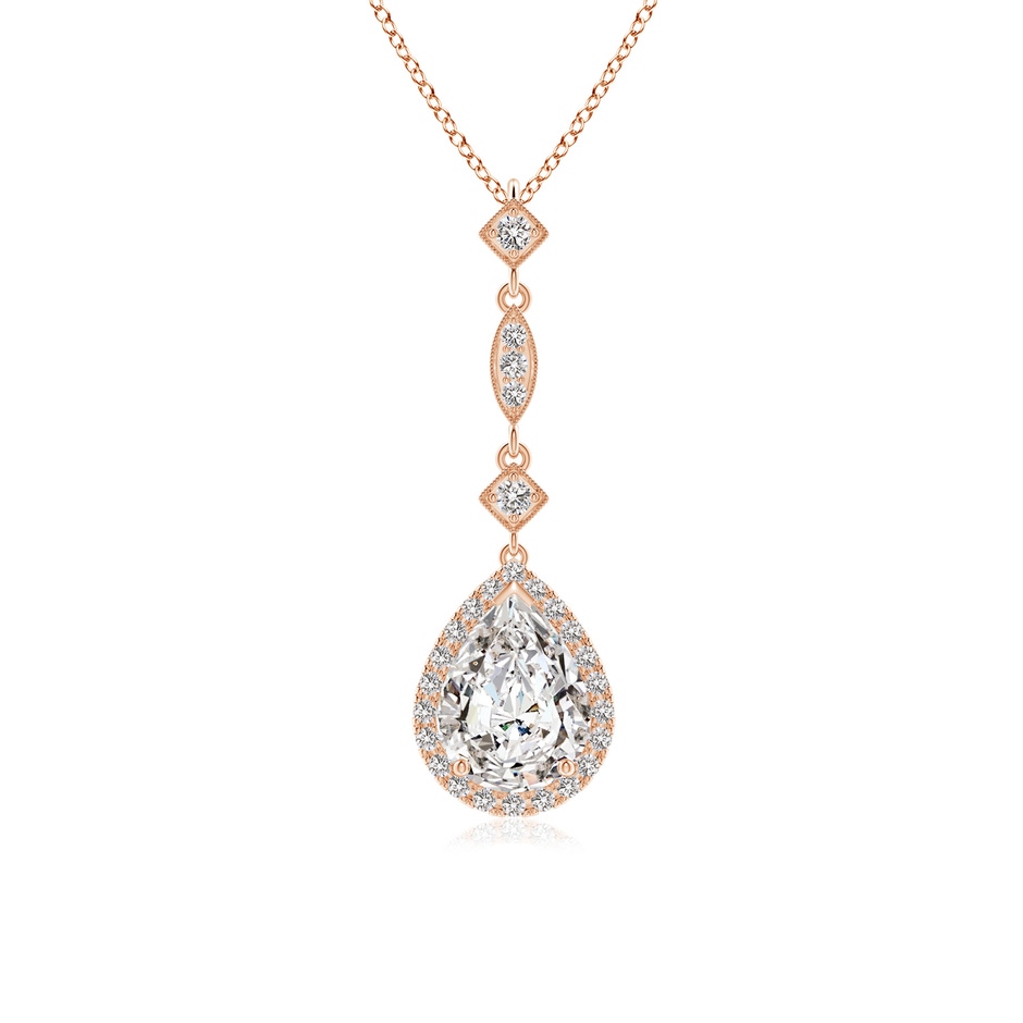 9x7mm IJI1I2 Diamond Teardrop Pendant with Diamond Accents in Rose Gold 