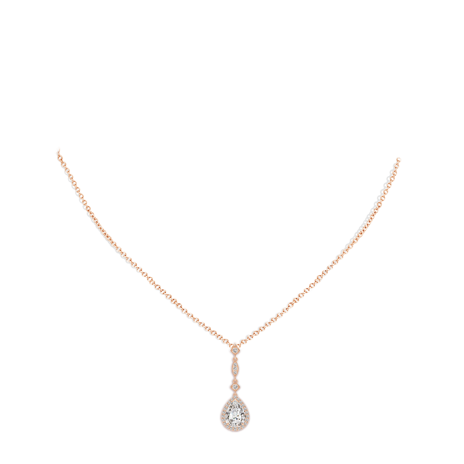 9x7mm IJI1I2 Diamond Teardrop Pendant with Diamond Accents in Rose Gold pen