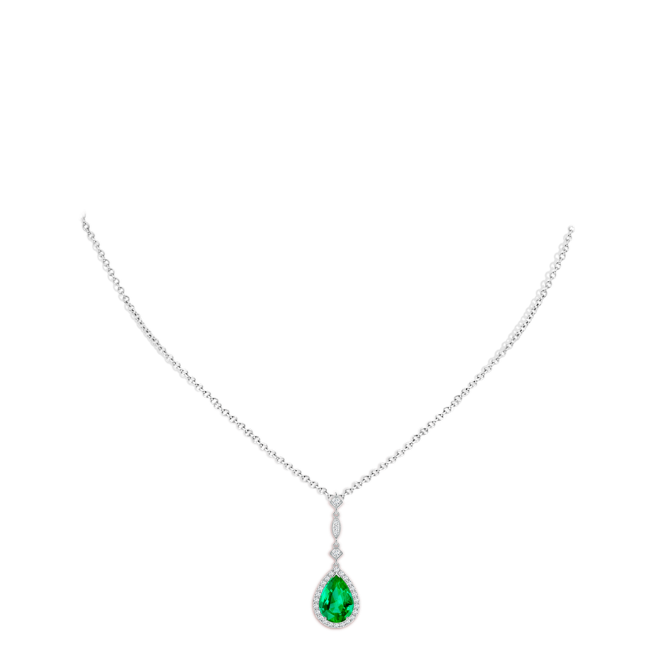 10x8mm AAA Emerald Teardrop Pendant with Diamond Accents in White Gold pen