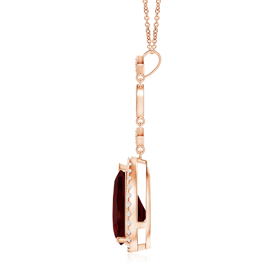 12x8mm AA Prong-Set Garnet Teardrop Halo Pendant with Diamond Accents in Rose Gold side 199