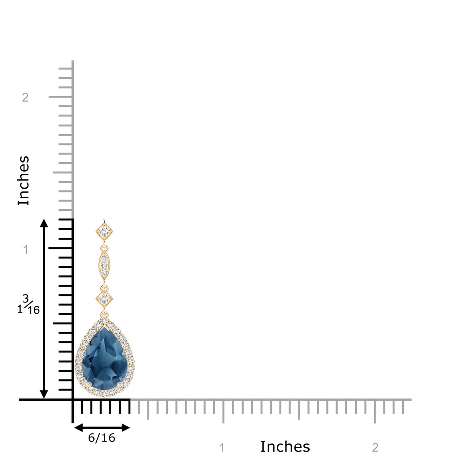 10x7mm A London Blue Topaz Teardrop Pendant with Diamond Accents in 9K Yellow Gold product image