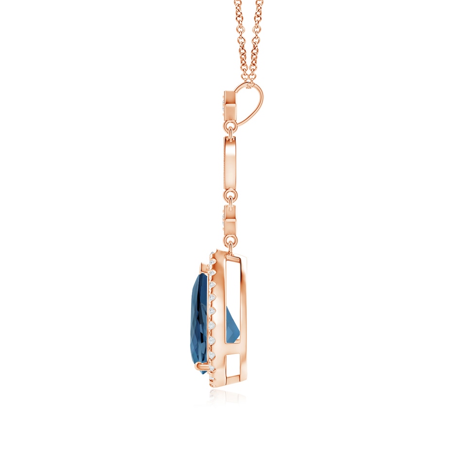 10x7mm A London Blue Topaz Teardrop Pendant with Diamond Accents in Rose Gold product image