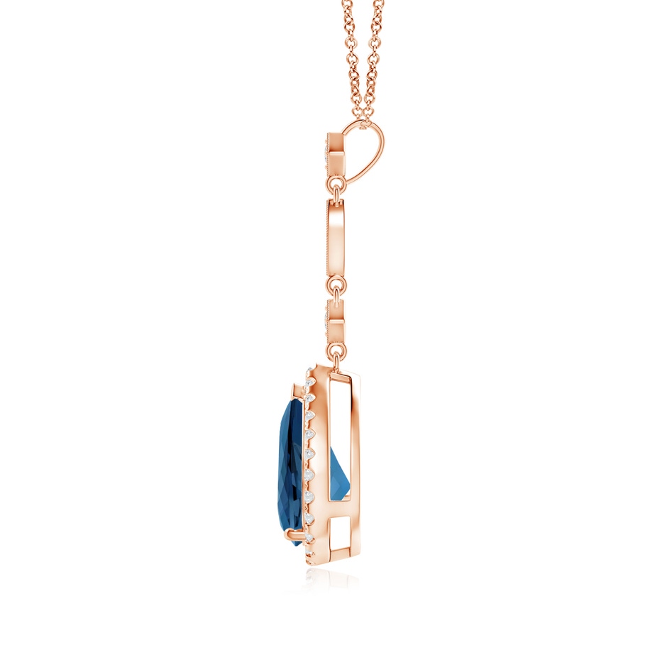 10x7mm AA London Blue Topaz Teardrop Pendant with Diamond Accents in Rose Gold product image
