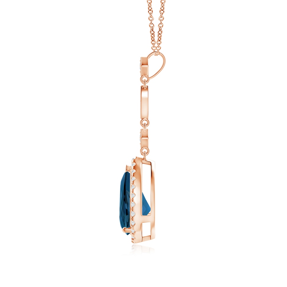 10x7mm AAA London Blue Topaz Teardrop Pendant with Diamond Accents in Rose Gold product image