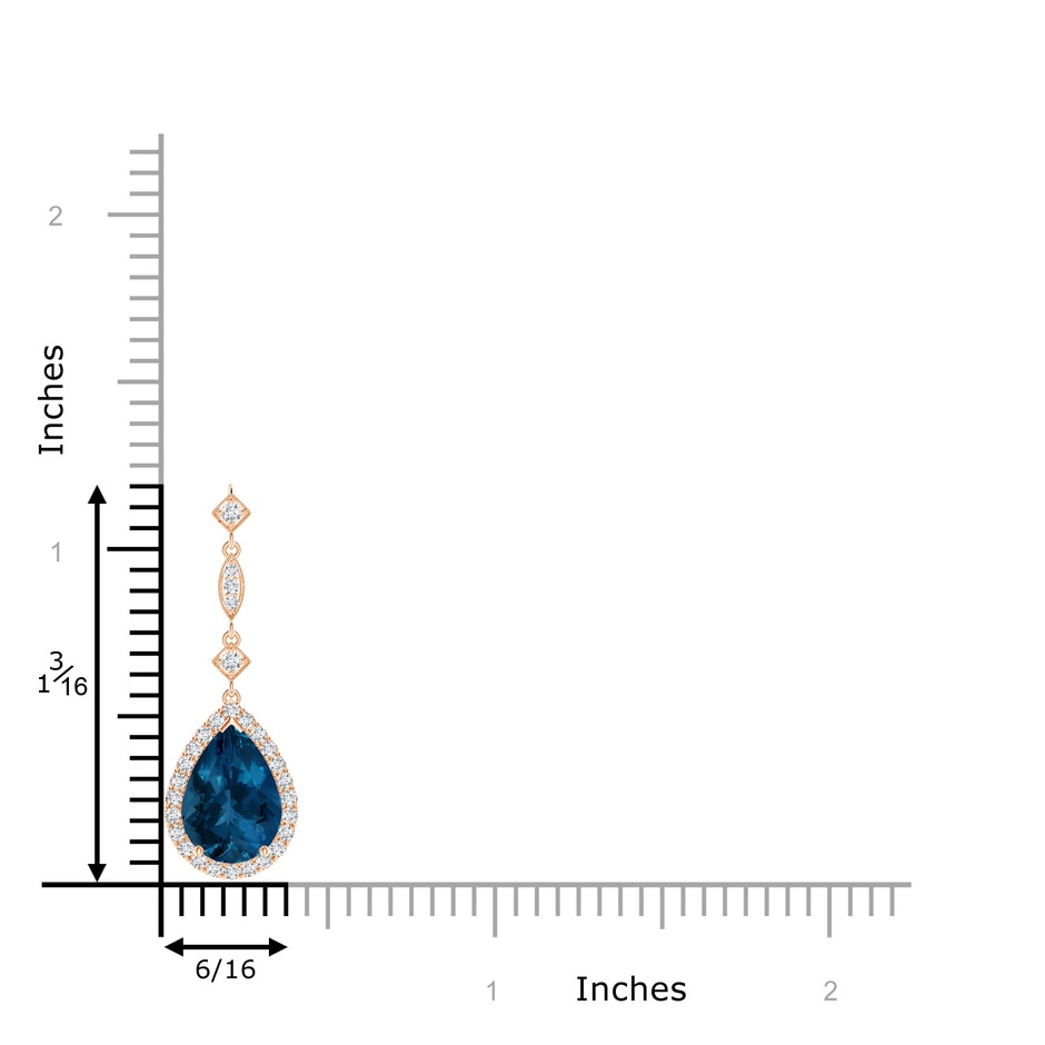 10x7mm AAA London Blue Topaz Teardrop Pendant with Diamond Accents in Rose Gold product image