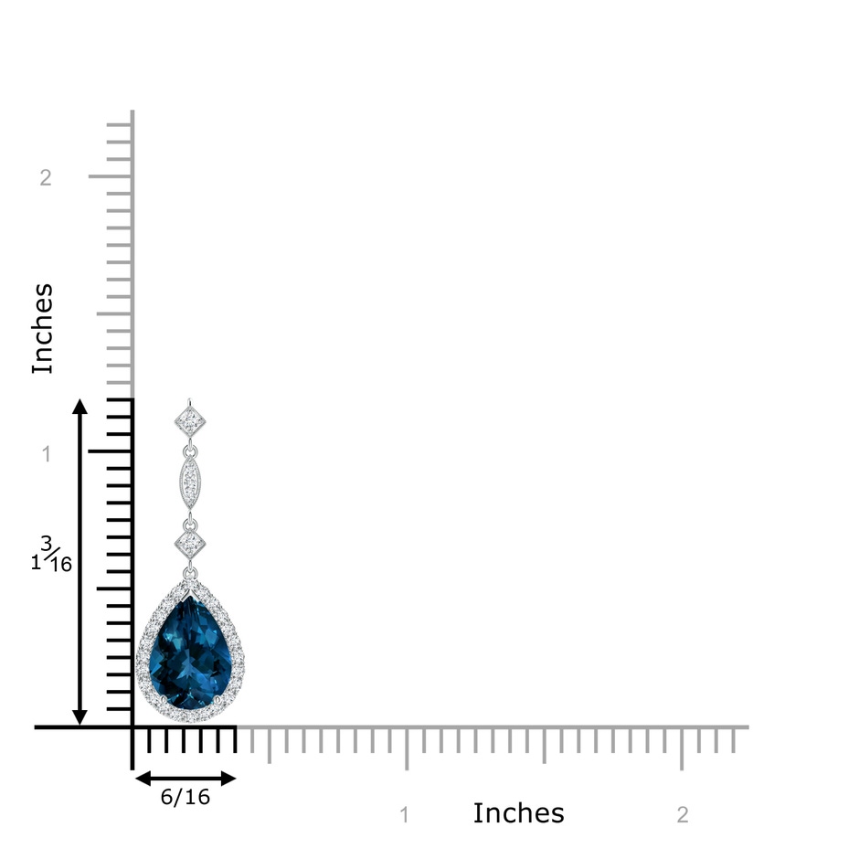 10x7mm AAAA London Blue Topaz Teardrop Pendant with Diamond Accents in P950 Platinum product image