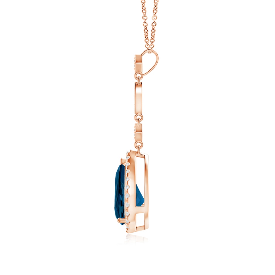 10x7mm AAAA London Blue Topaz Teardrop Pendant with Diamond Accents in Rose Gold product image