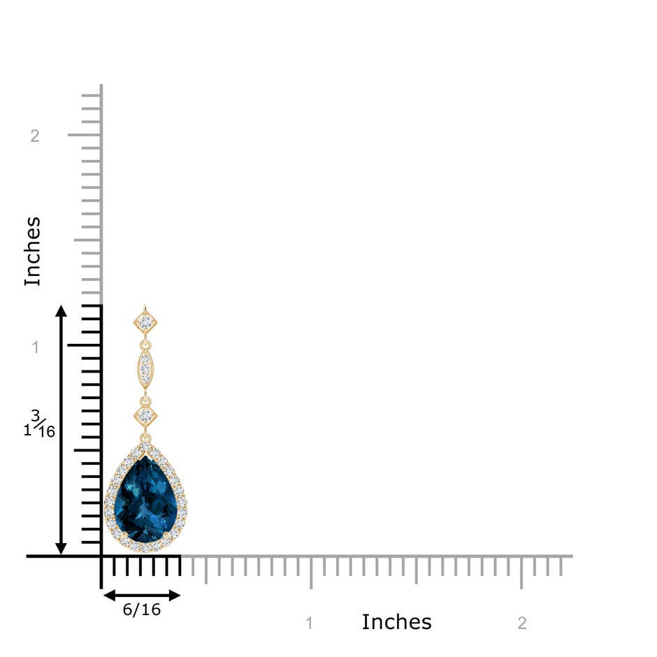 10x7mm AAAA London Blue Topaz Teardrop Pendant with Diamond Accents in Yellow Gold product image