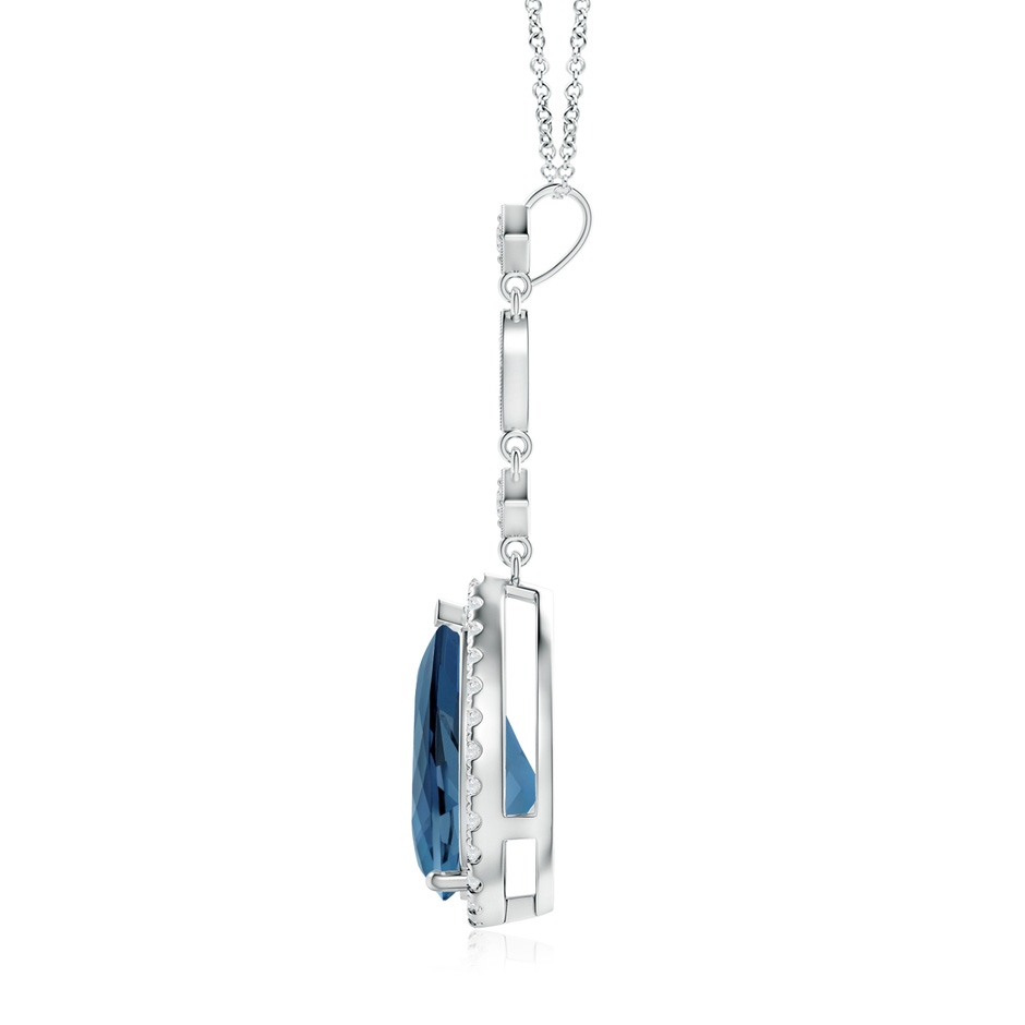12x8mm A London Blue Topaz Teardrop Pendant with Diamond Accents in 9K White Gold product image