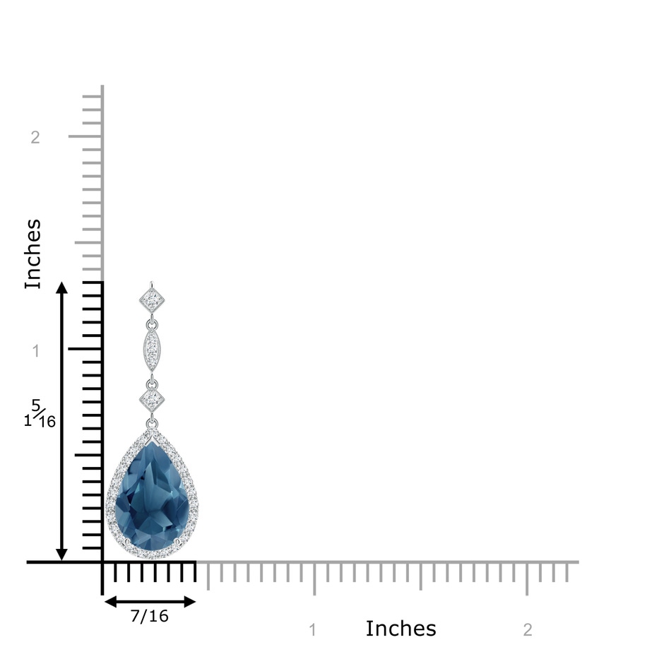 12x8mm A London Blue Topaz Teardrop Pendant with Diamond Accents in 9K White Gold product image