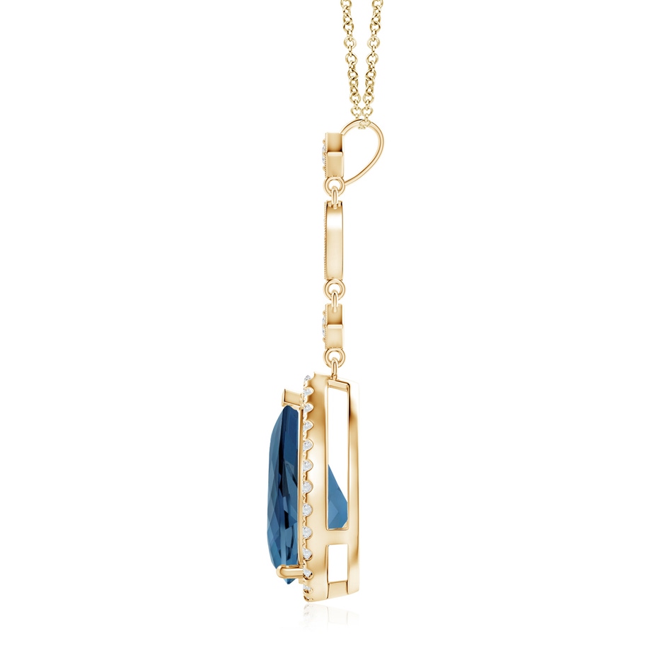 12x8mm A London Blue Topaz Teardrop Pendant with Diamond Accents in 9K Yellow Gold product image