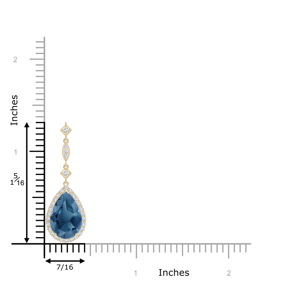 12x8mm A London Blue Topaz Teardrop Pendant with Diamond Accents in 9K Yellow Gold product image