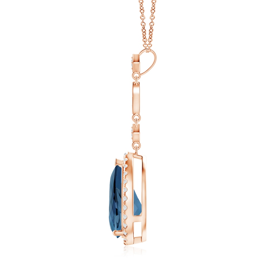 12x8mm A London Blue Topaz Teardrop Pendant with Diamond Accents in Rose Gold product image