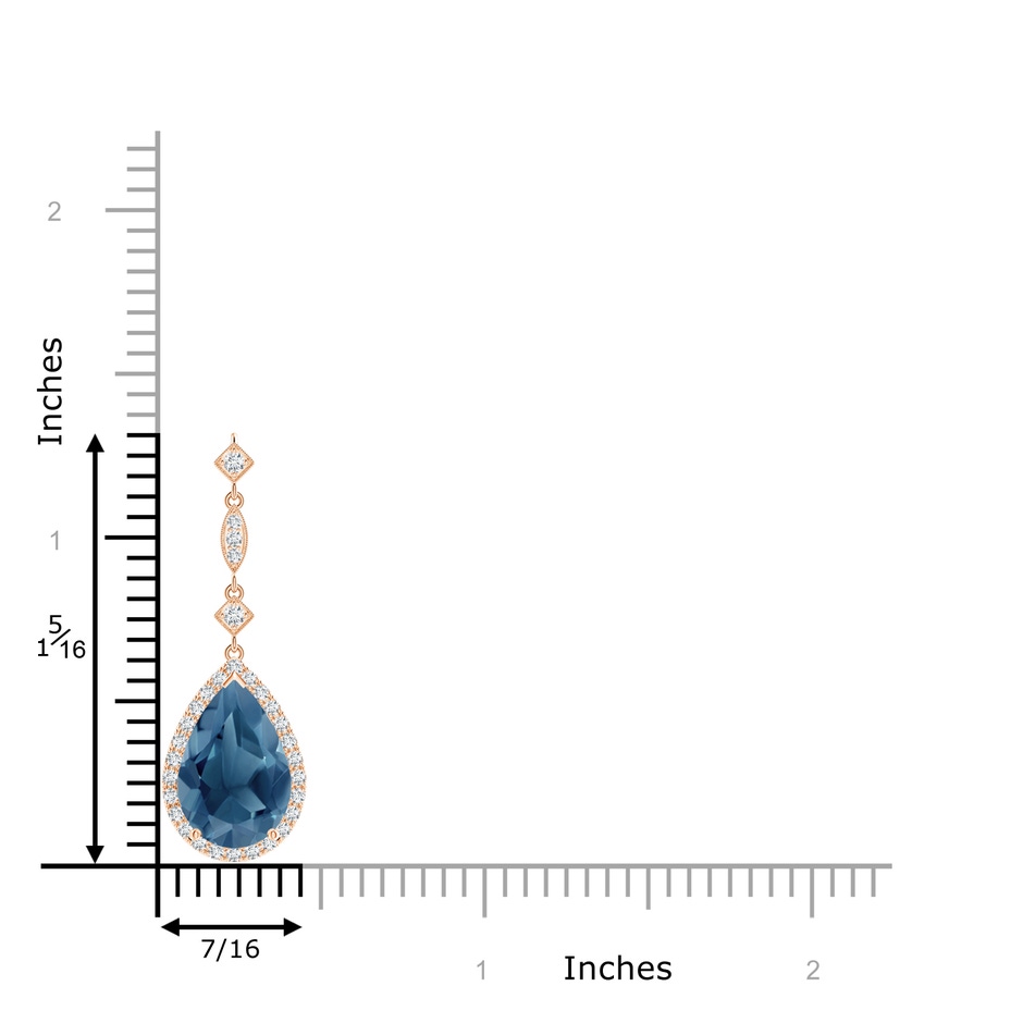 12x8mm A London Blue Topaz Teardrop Pendant with Diamond Accents in Rose Gold product image