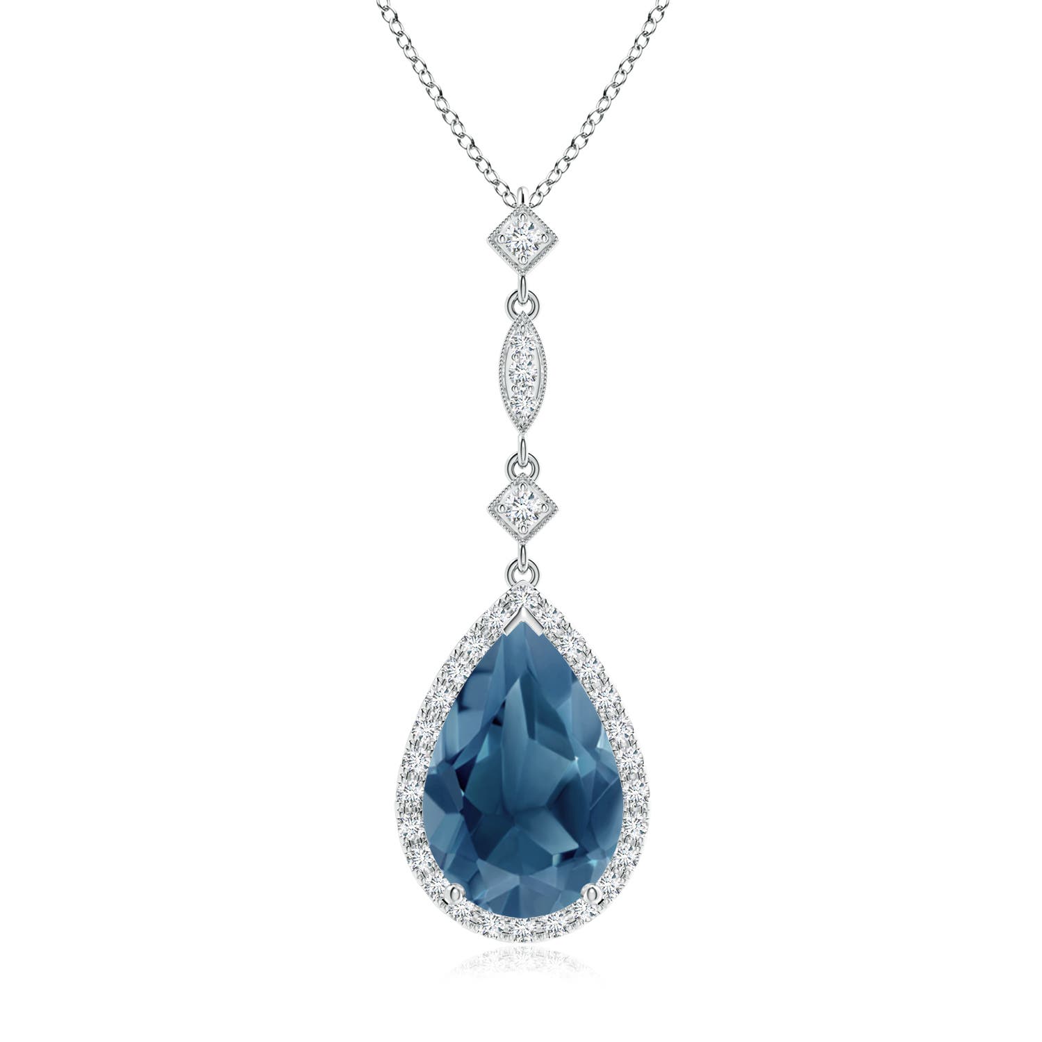 A - London Blue Topaz / 4.06 CT / 14 KT White Gold