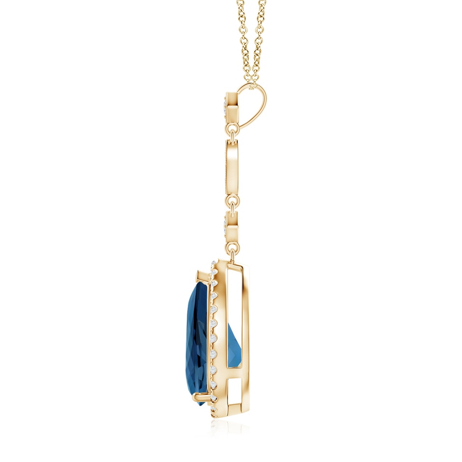 12x8mm AA London Blue Topaz Teardrop Pendant with Diamond Accents in Yellow Gold product image