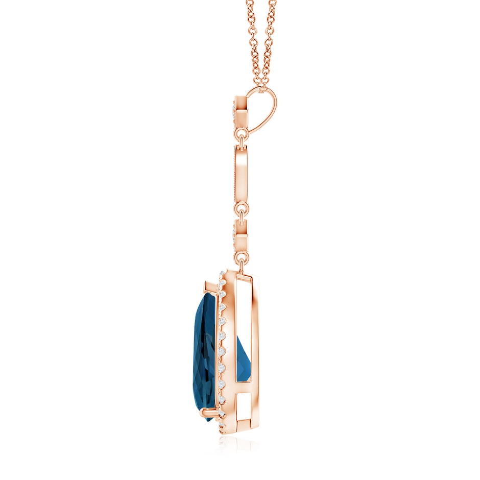 12x8mm AAA London Blue Topaz Teardrop Pendant with Diamond Accents in Rose Gold product image