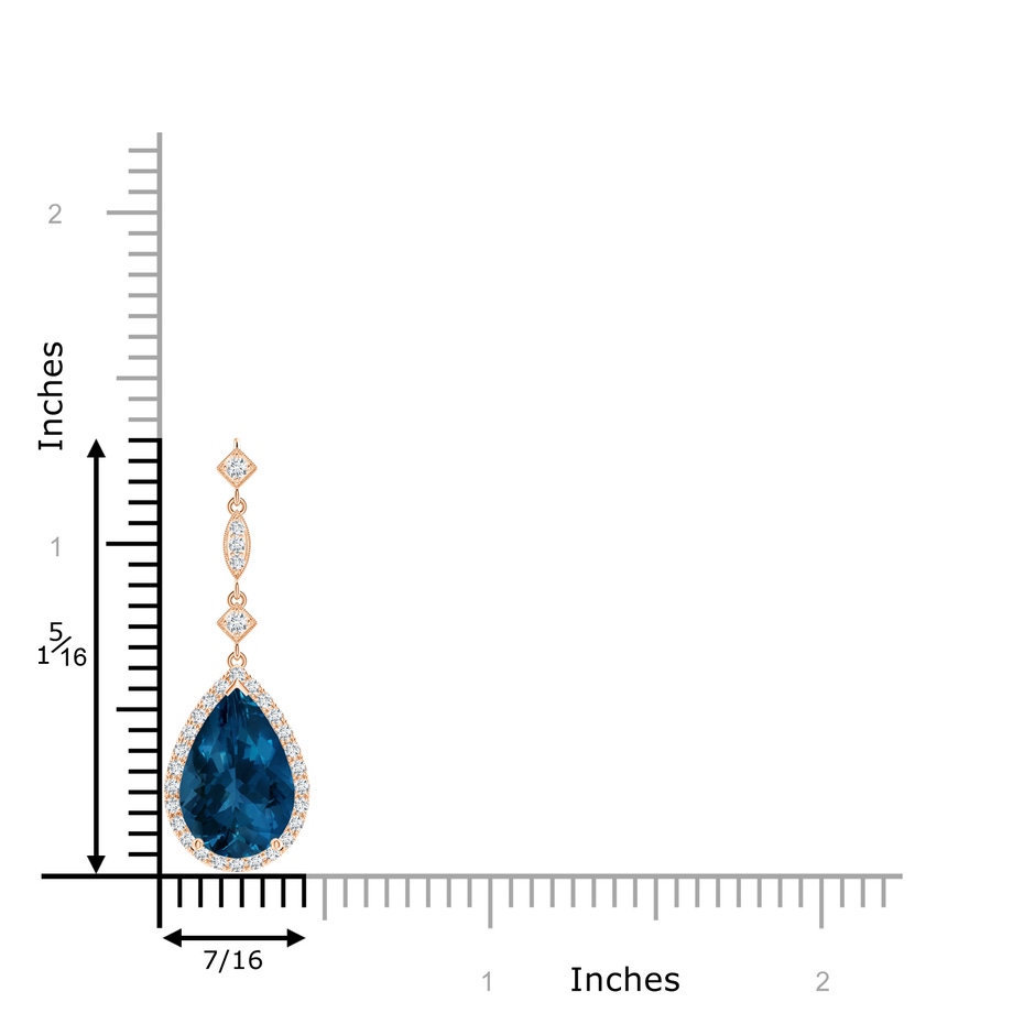 12x8mm AAA London Blue Topaz Teardrop Pendant with Diamond Accents in Rose Gold product image